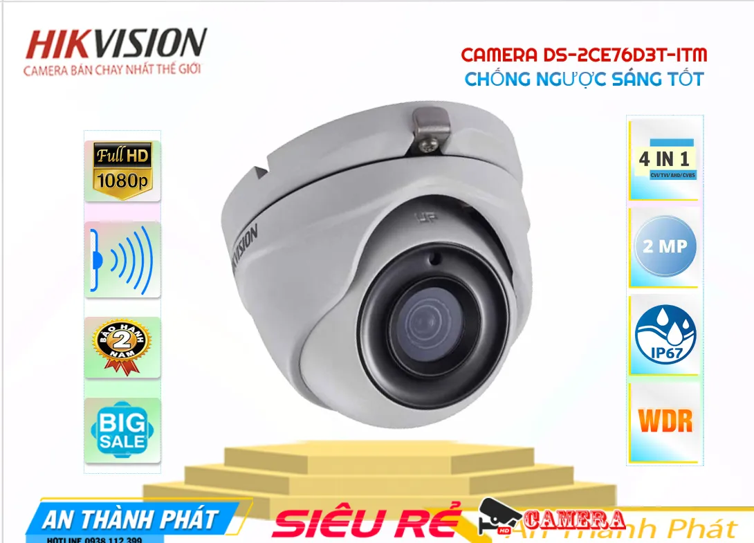 Camera Dome DS-2CE76D3T-ITM Hikvision,bán camera DS-2CE76D3T-ITM, camera hikvision DS-2CE76D3T-ITM, giá camera DS-2CE76D3T-ITM, phân phối DS-2CE76D3T-ITM